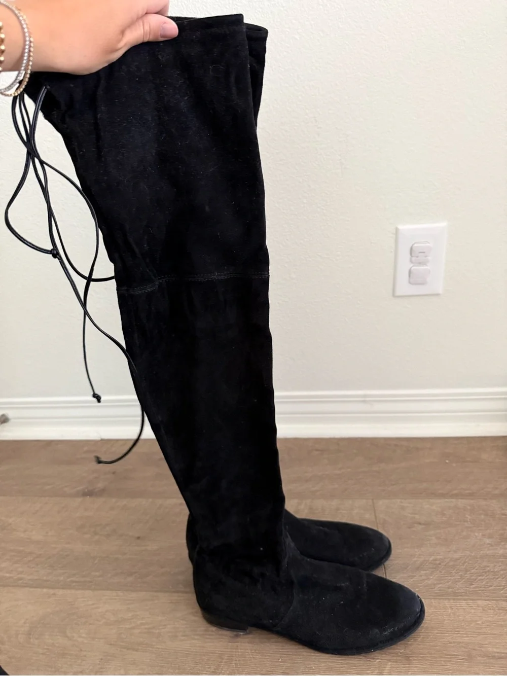 Stuart Weitzman Lowland Black Over-the-Knee Suede Boots